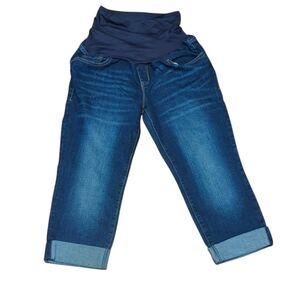 Old Navy Hello Pretty Mama Cropped Dark Wash Pull On Over Belly Maternit…
